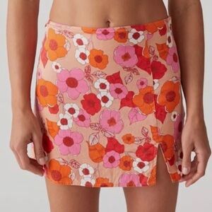 Urban Outfitters Floral Pink and Orange Skirt